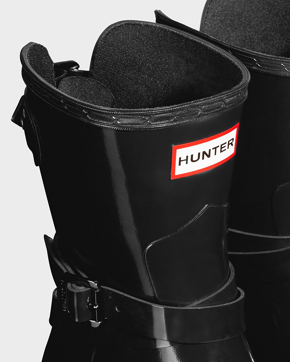 Galochas Curtas Hunter Feminina Pretas - Refined Adjustable Gloss - 92CJIGSXE